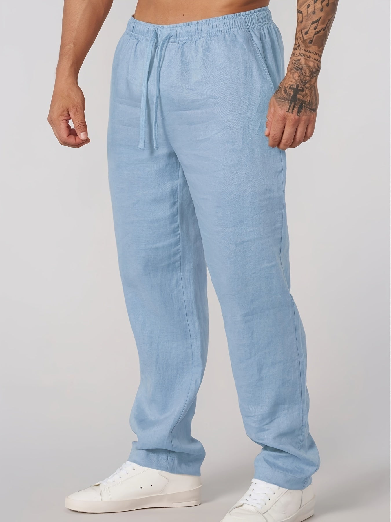 DRAWSTRING LINEN TROUSERS FOR MEN