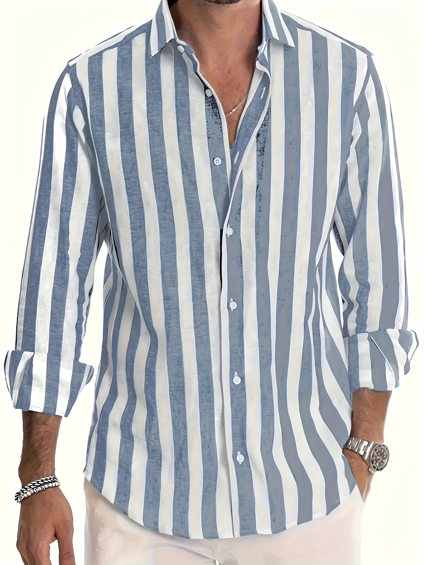 STRIPED LINEN SHIRT FOR MEN