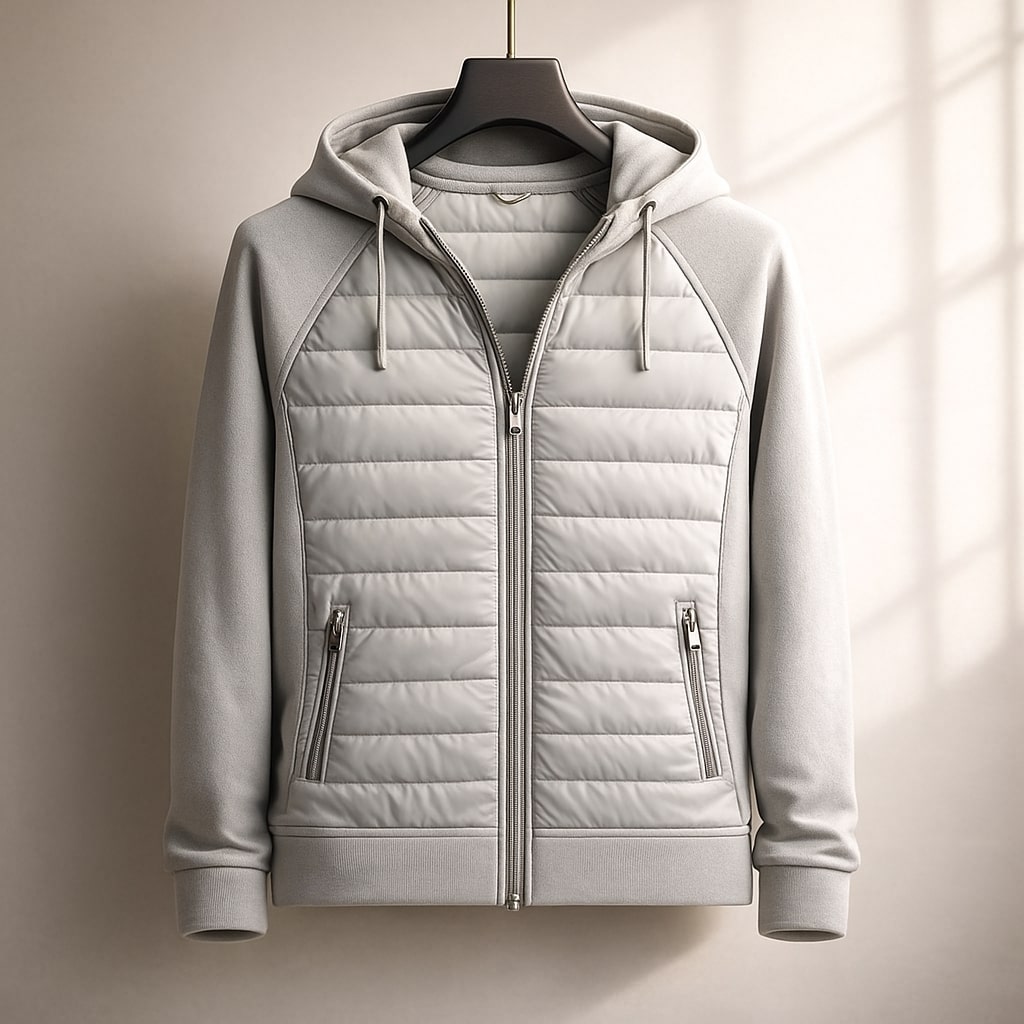QUILTED ZIP HOODIE FOR MEN