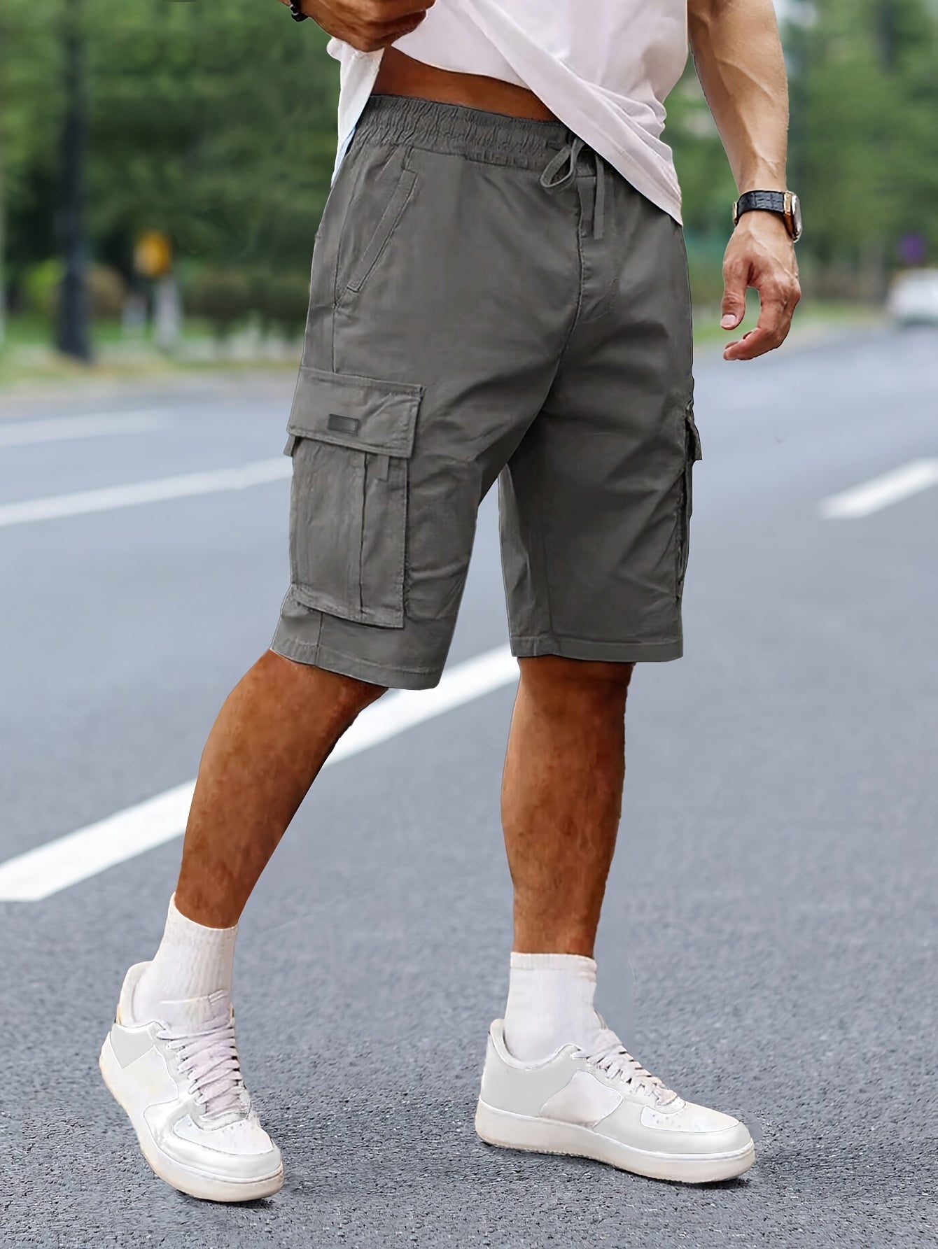 DRAWSTRING CARGO SHORTS FOR MEN