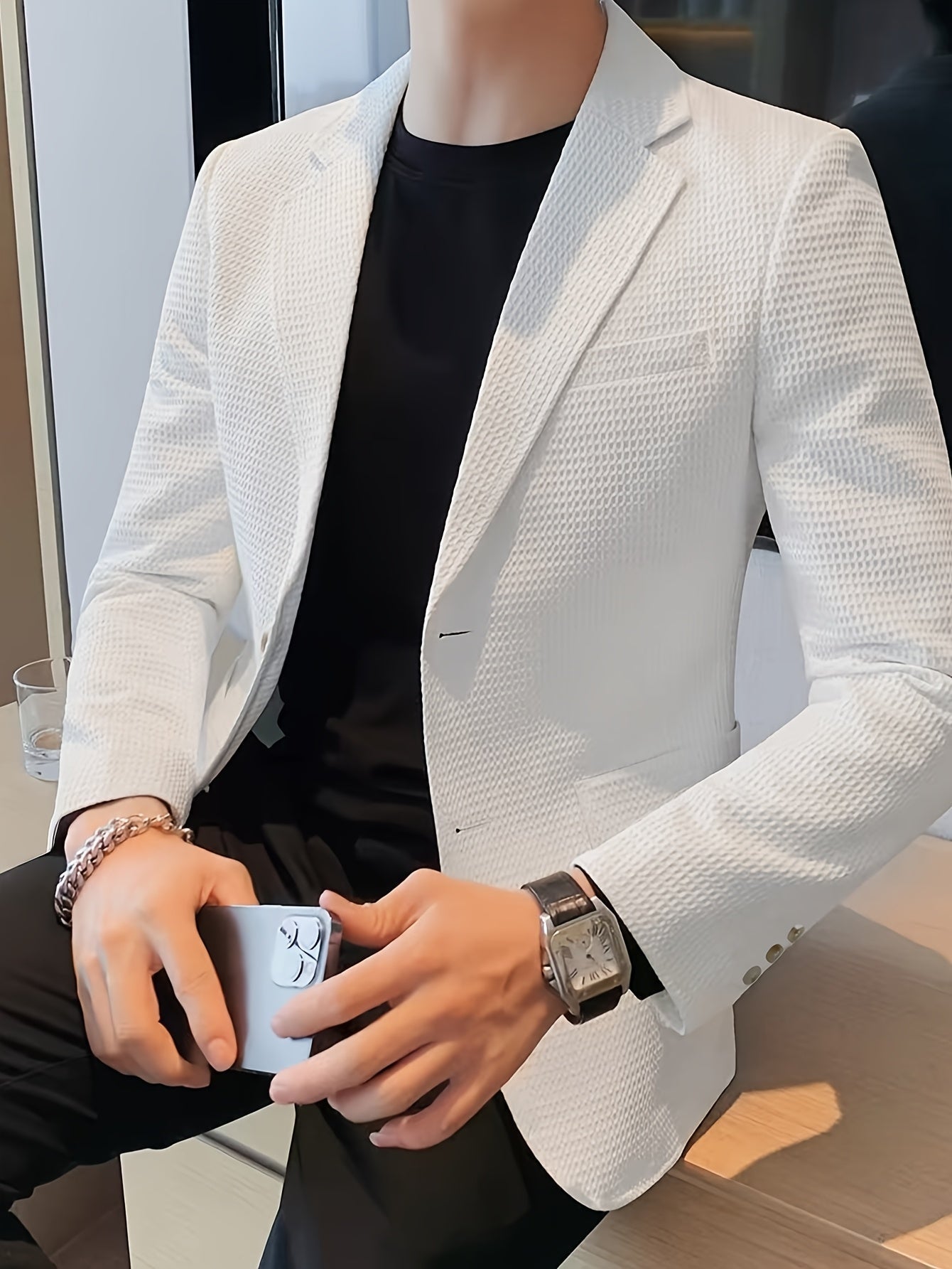 LAPEL KNIT BLAZER FOR MEN