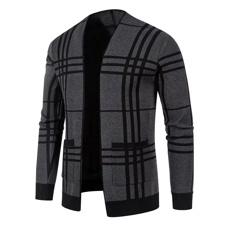 CHECKERED KNIT CARDIGAN FOR MEN