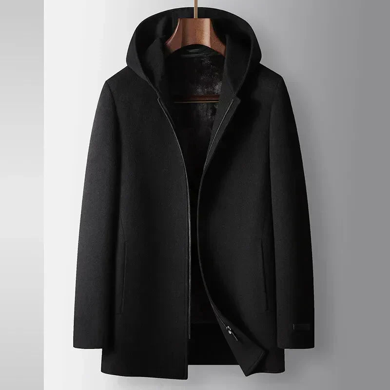 CLASSIC WOOL HOODED COAT FOR MEN