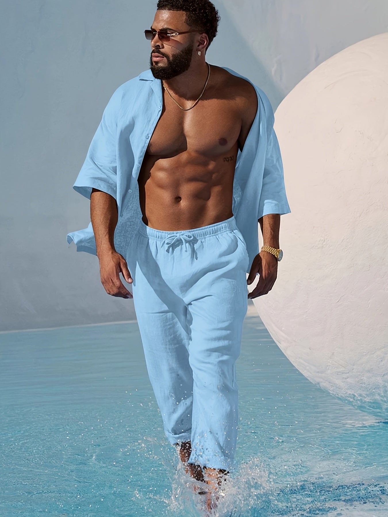 STRAIGHT LINEN TROUSERS FOR MEN