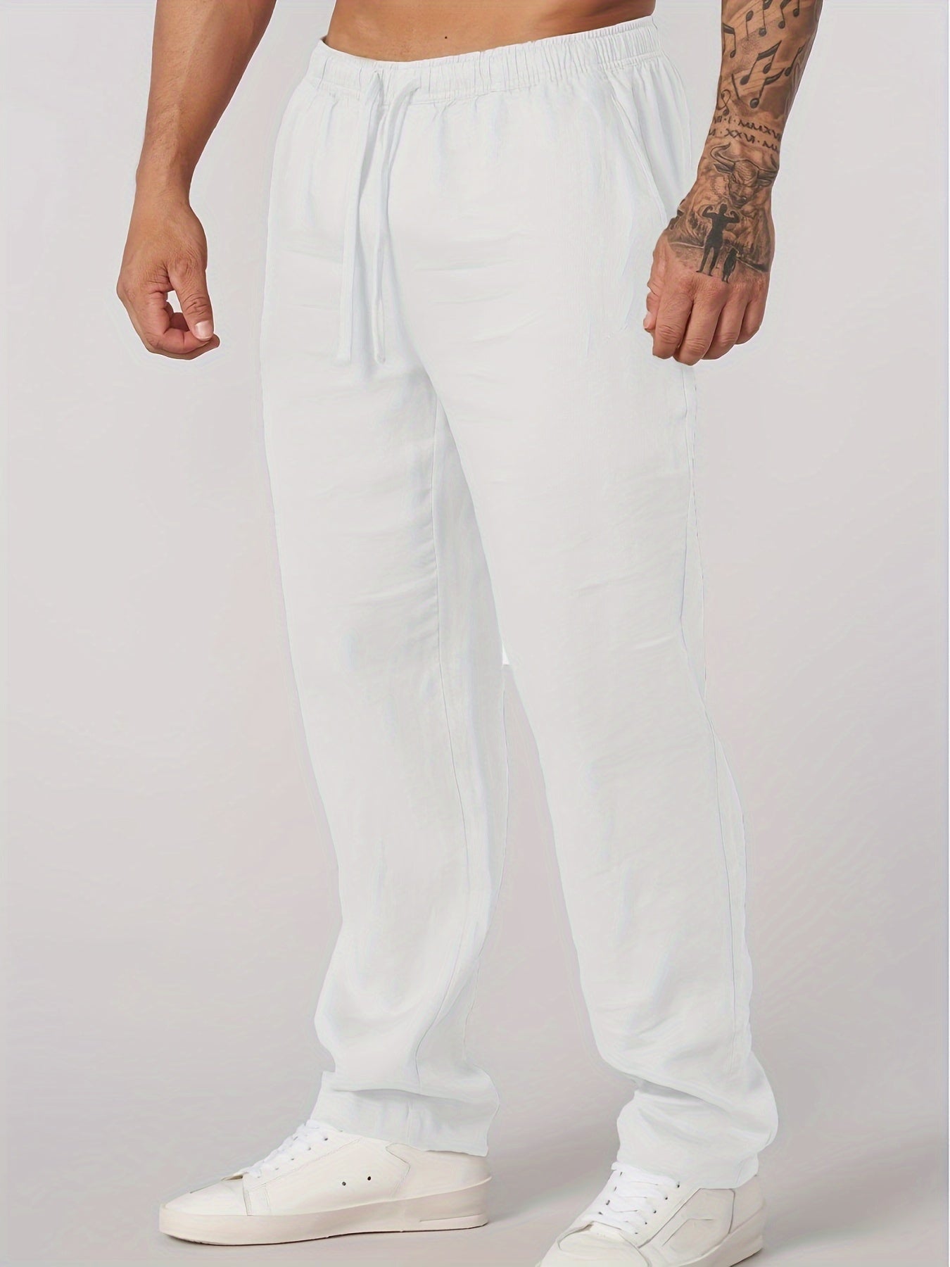 DRAWSTRING LINEN TROUSERS FOR MEN