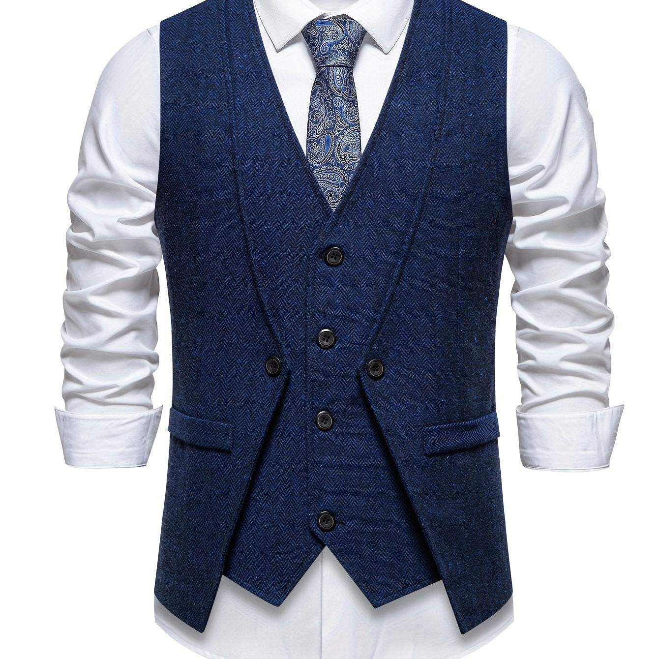 V NECK BUTTON VEST FOR MEN