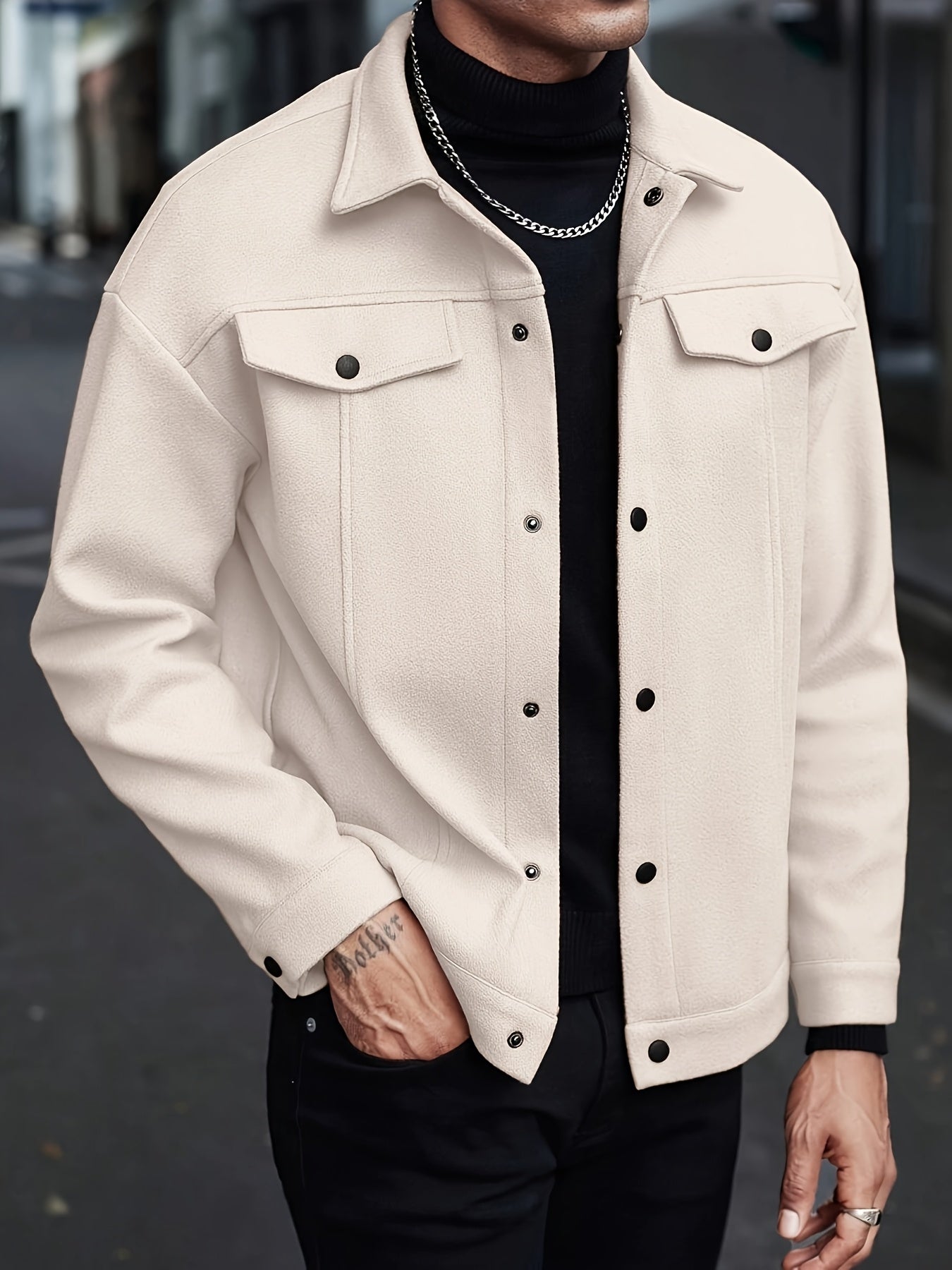 BUTTON-FRONT JACKET FOR MEN