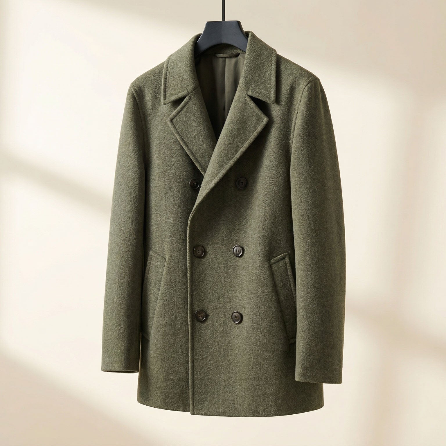 STRUCTURED WOOL COAT FOR MEN