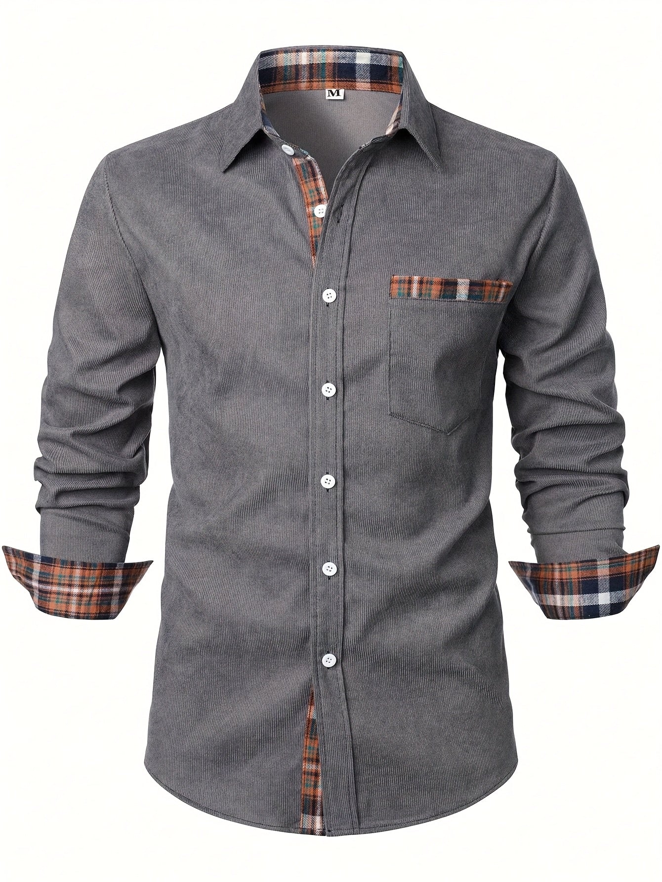 CORDUROY PLAID SHIRT FOR MEN