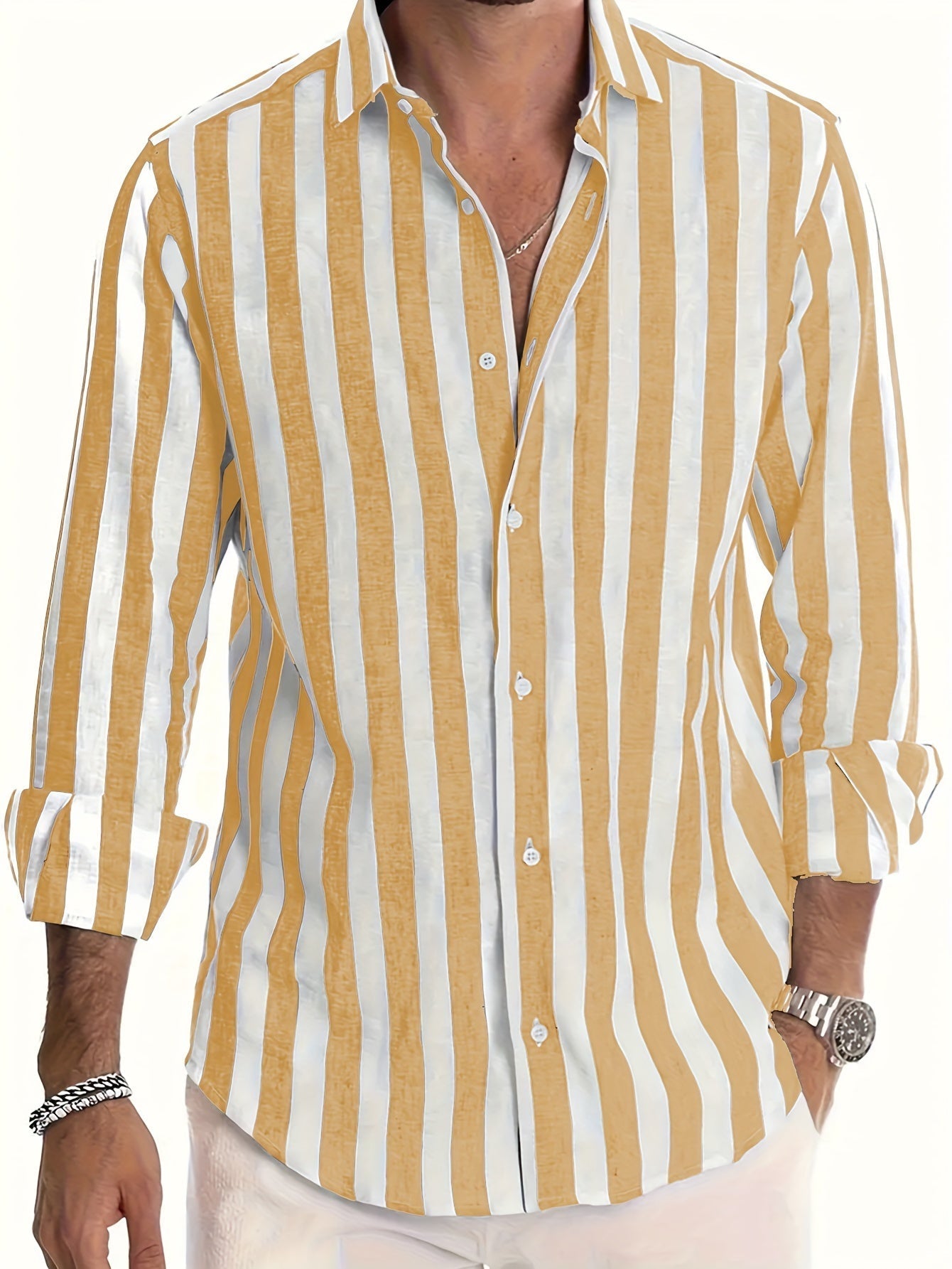 STRIPED LINEN SHIRT FOR MEN