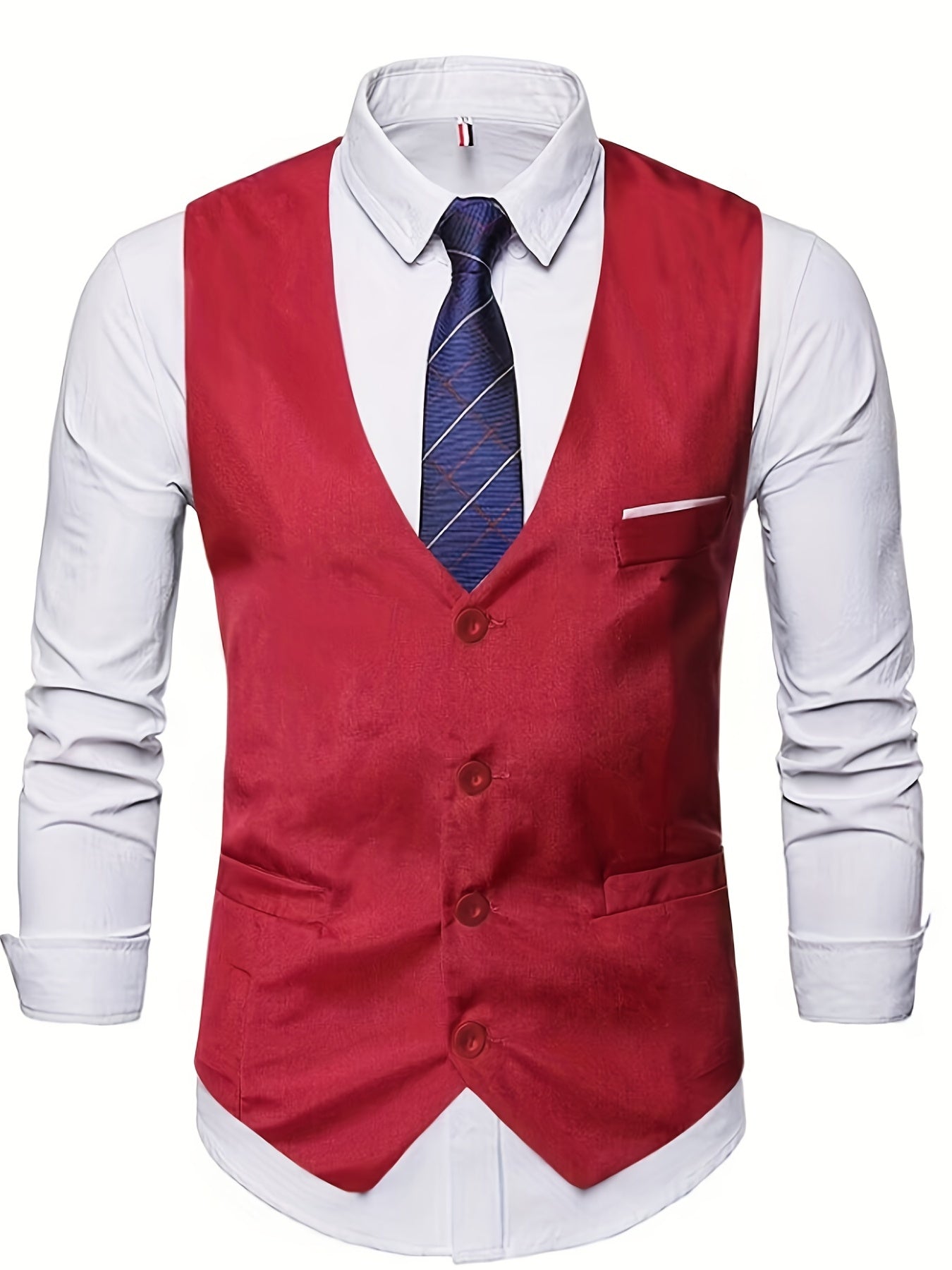 COLLARLESS POLYESTER VEST FOR MEN