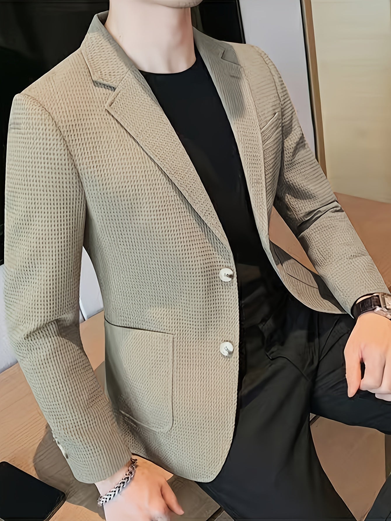 LAPEL KNIT BLAZER FOR MEN