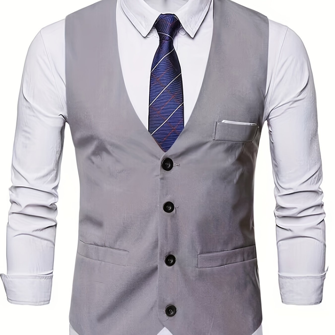 COLLARLESS POLYESTER VEST FOR MEN