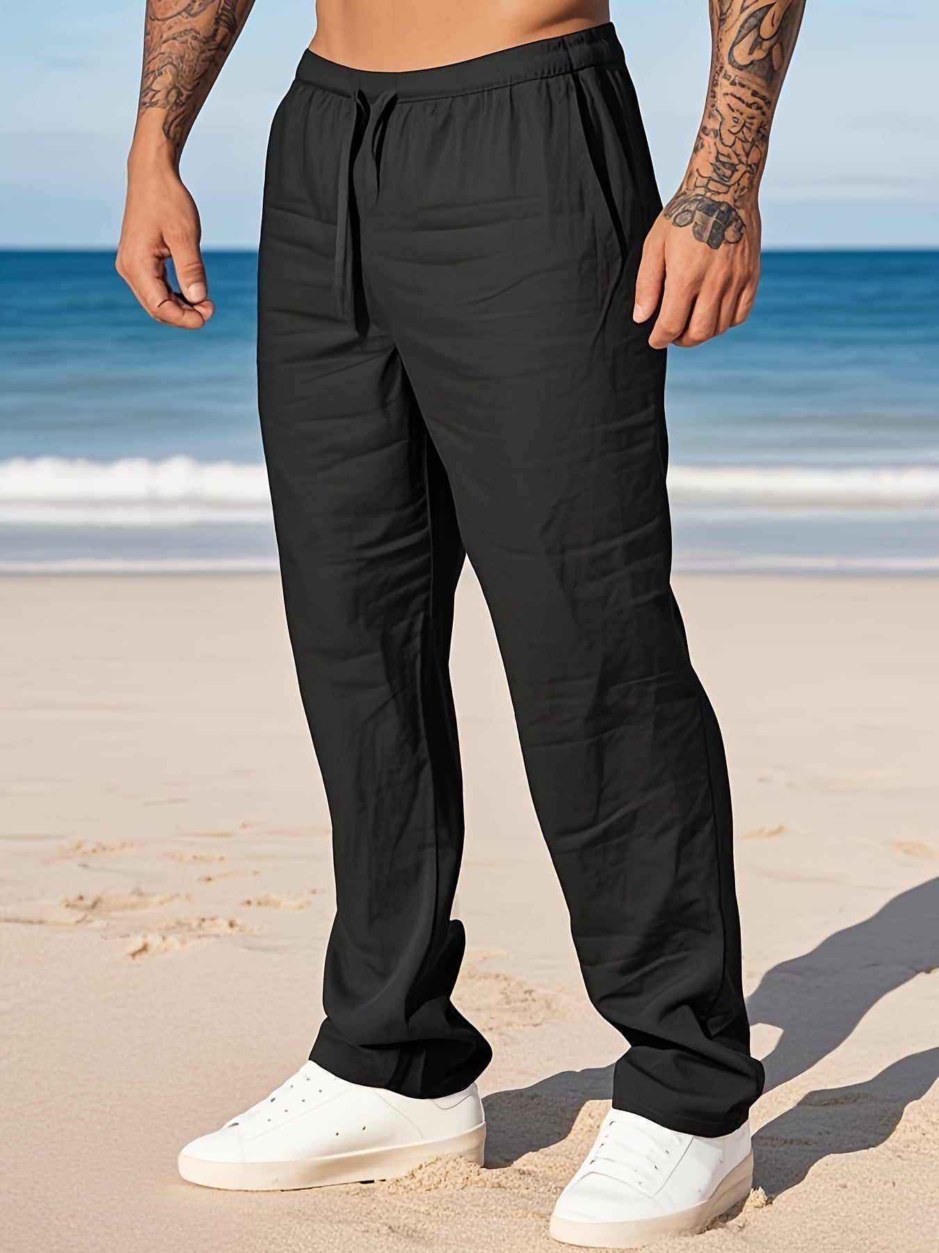 STRAIGHT LINEN TROUSERS FOR MEN