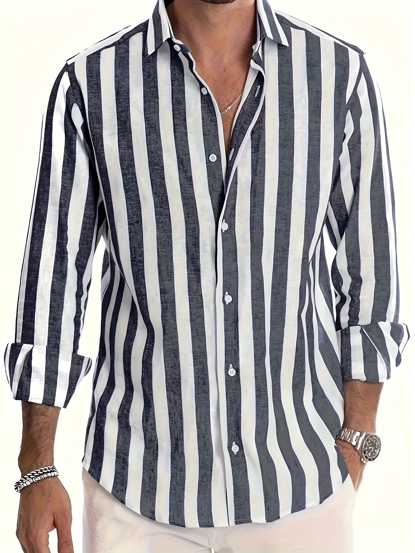 STRIPED LINEN SHIRT FOR MEN