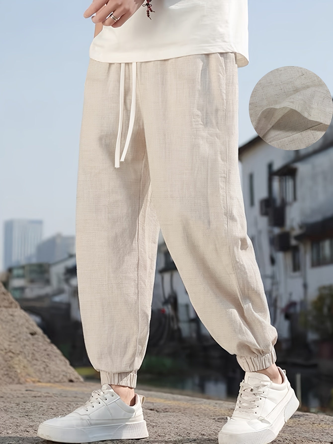 LINEN LOOSE POCKET TROUSERS FOR MEN