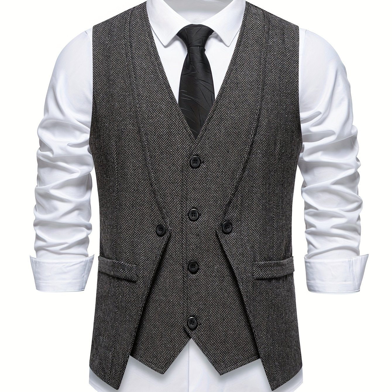 V NECK BUTTON VEST FOR MEN