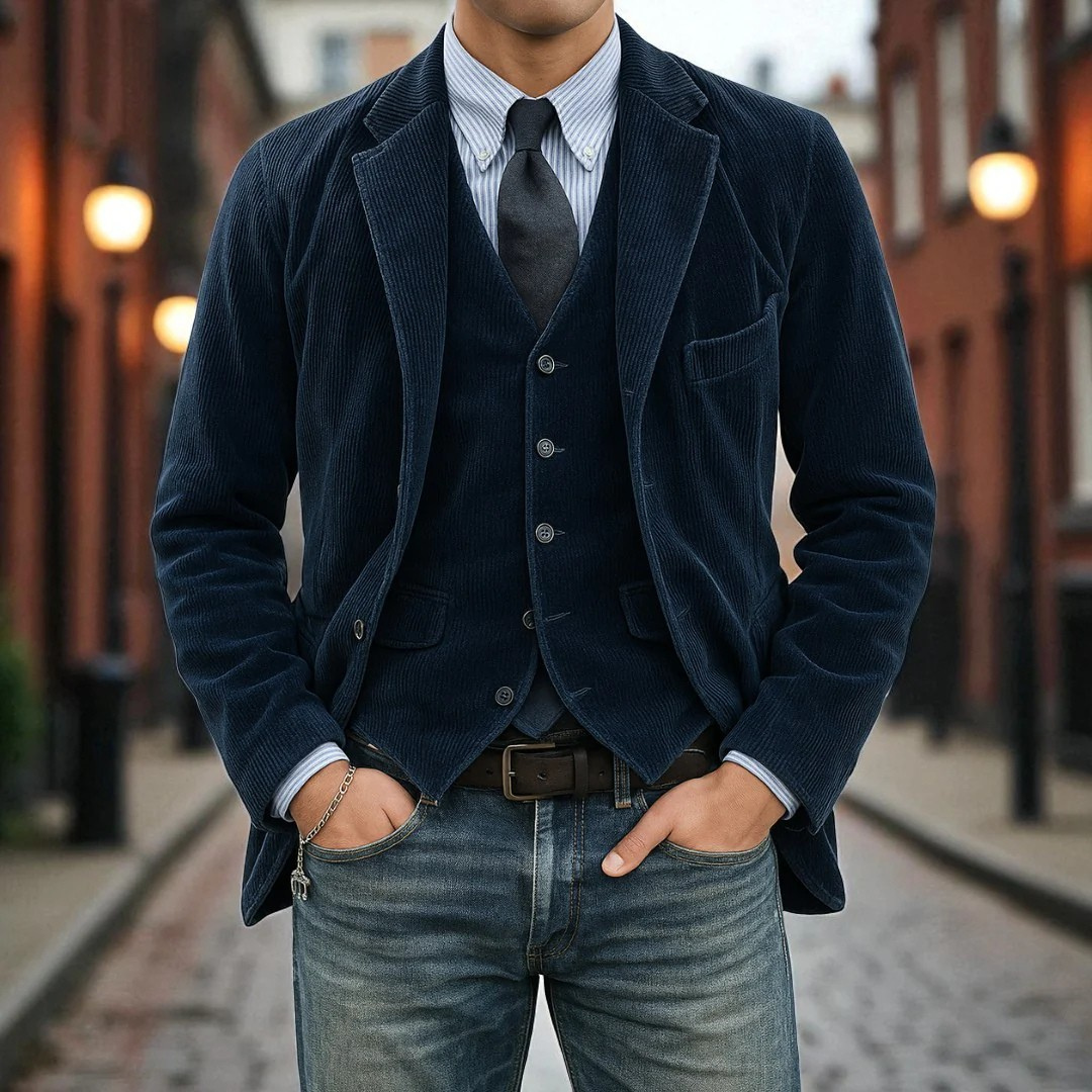 REFINED CORDUROY BLAZER SUIT FOR MEN