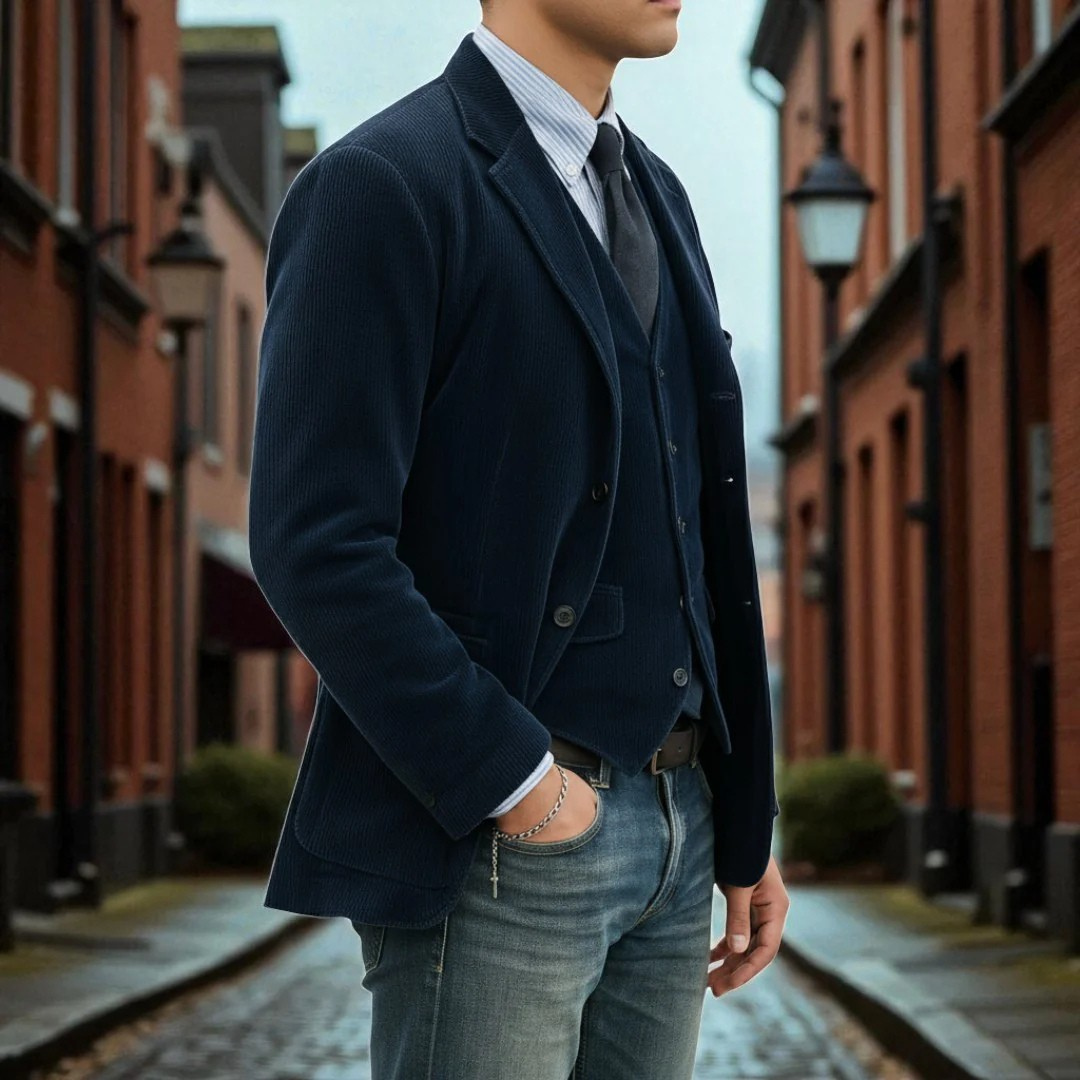 REFINED CORDUROY BLAZER SUIT FOR MEN