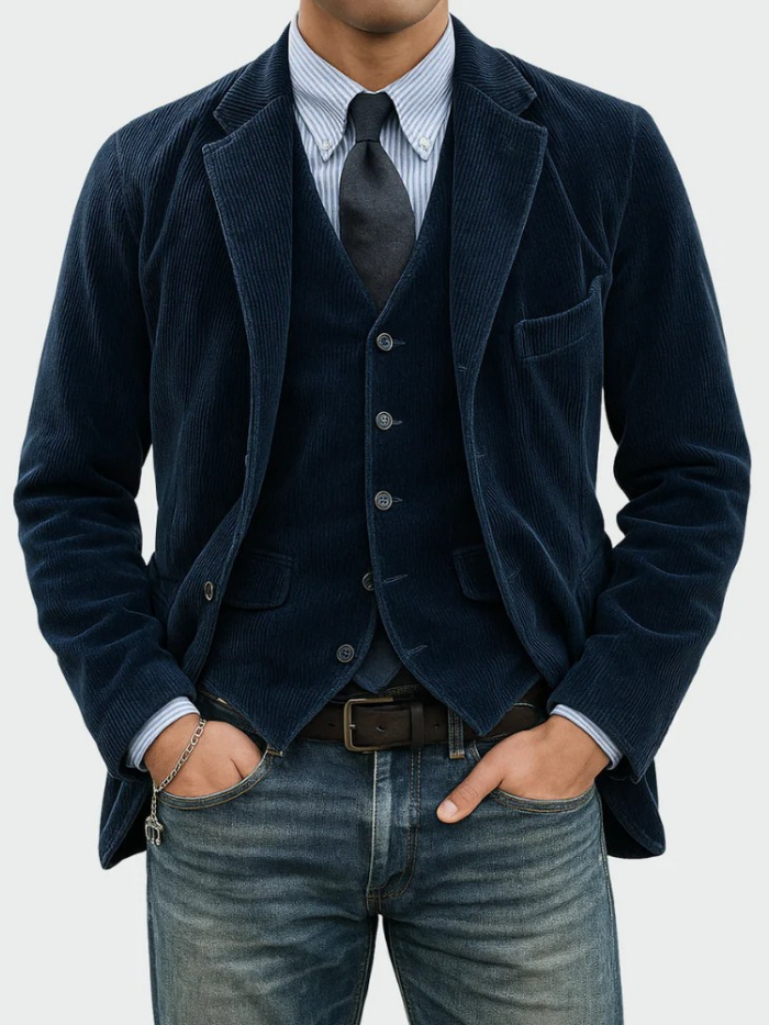 REFINED CORDUROY BLAZER SUIT FOR MEN