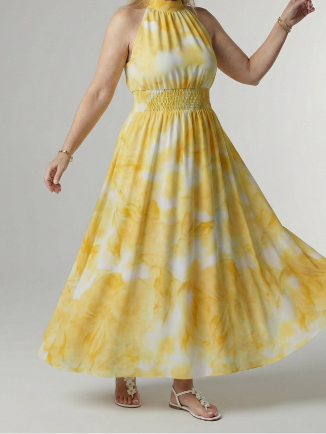 Sylin | Gathered Halter Midi Dress
