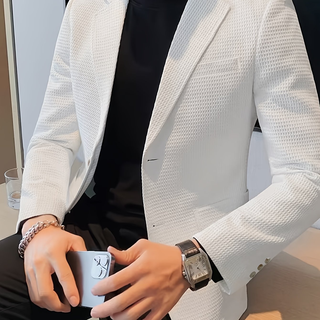 LAPEL KNIT BLAZER FOR MEN