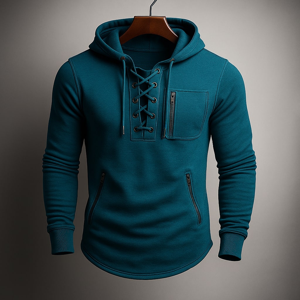 LACE-UP KNIT HOODIE FOR MEN