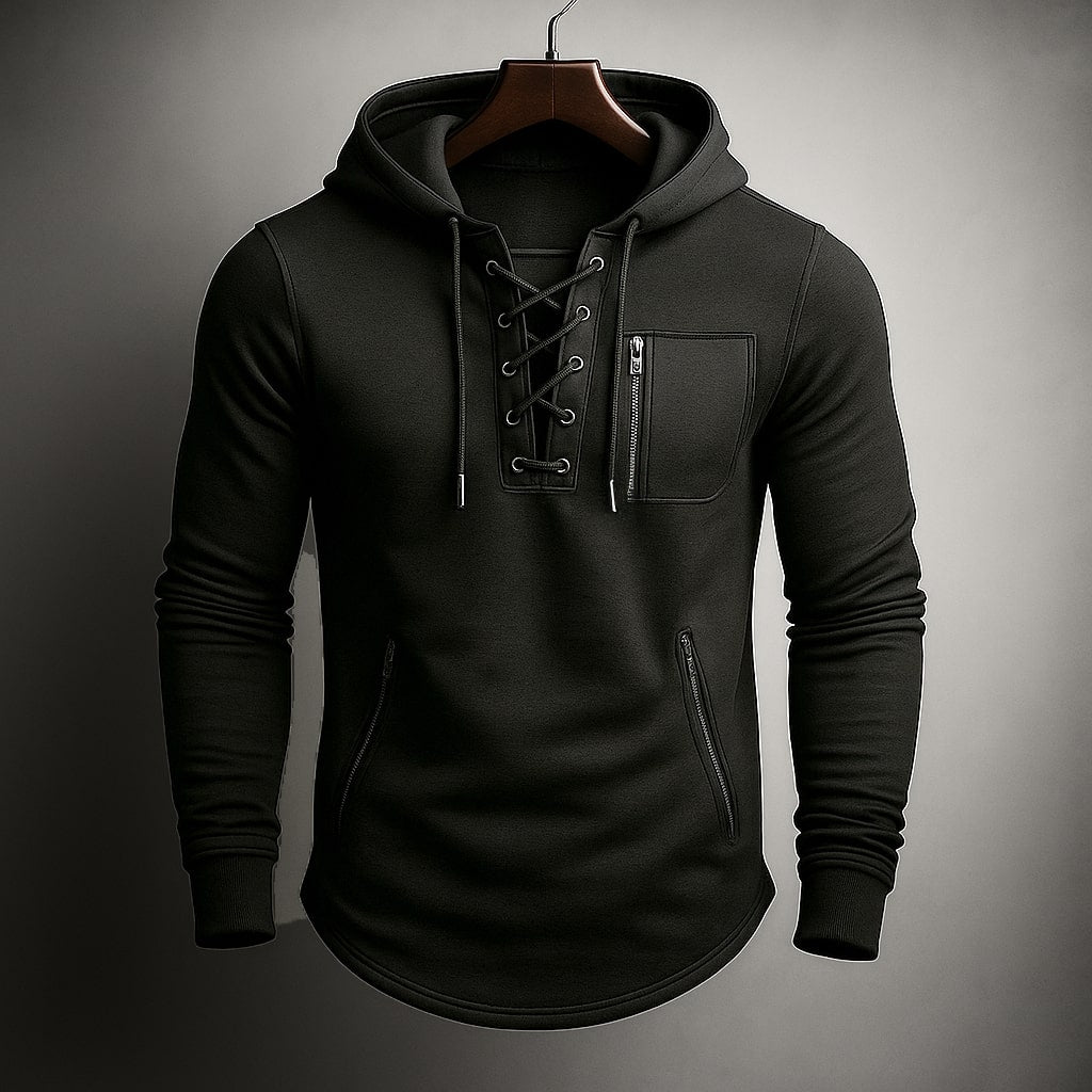 LACE-UP KNIT HOODIE FOR MEN