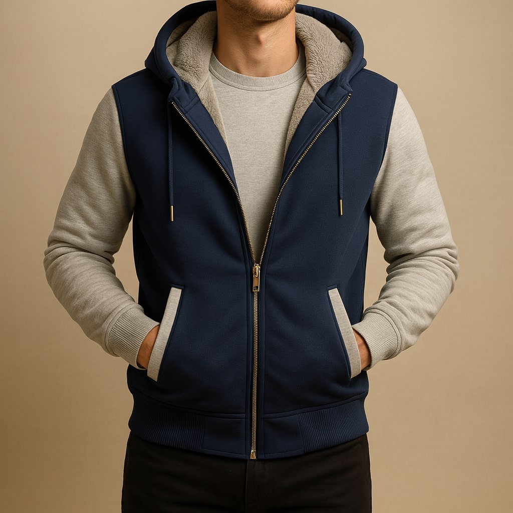 DOUBLE-LAYERED HOODED JACKET FOR MEN