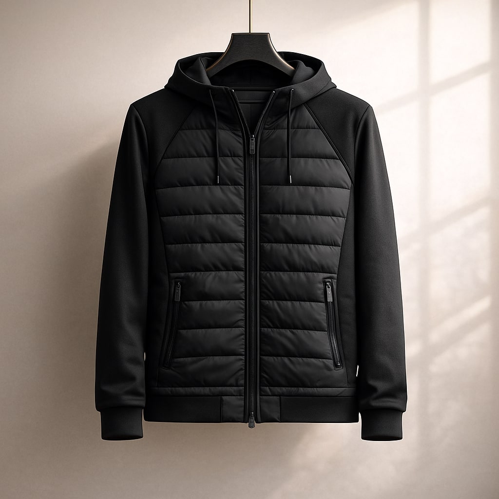 QUILTED ZIP HOODIE FOR MEN