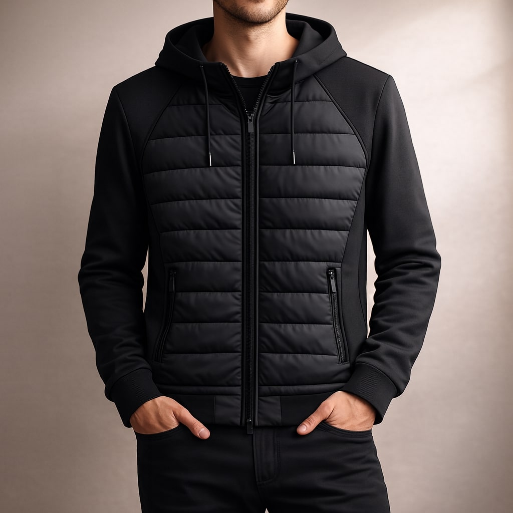 QUILTED ZIP HOODIE FOR MEN