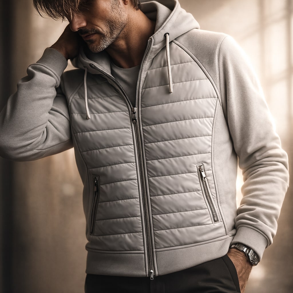QUILTED ZIP HOODIE FOR MEN