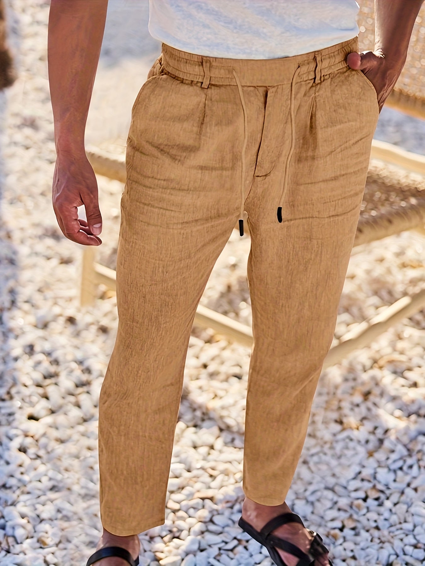 LINEN DRAWSTRING TROUSERS FOR MEN