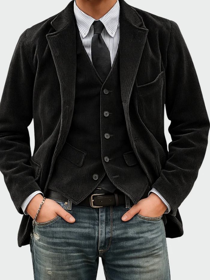 REFINED CORDUROY BLAZER SUIT FOR MEN