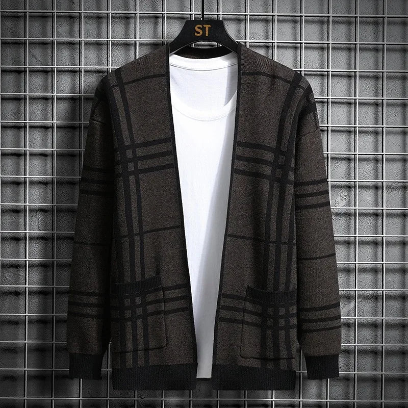 CHECKERED KNIT CARDIGAN FOR MEN