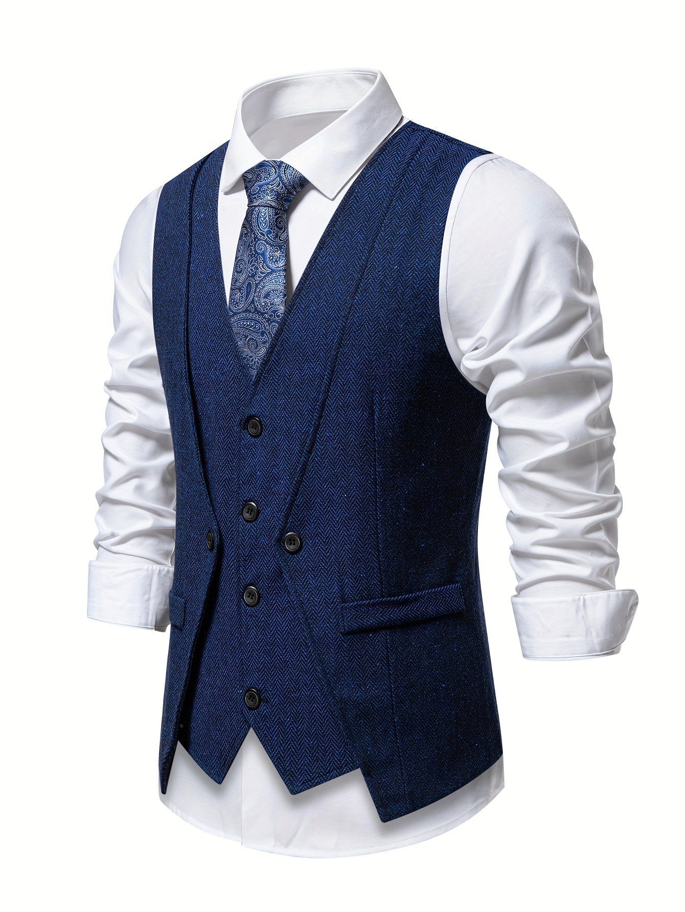 V NECK BUTTON VEST FOR MEN
