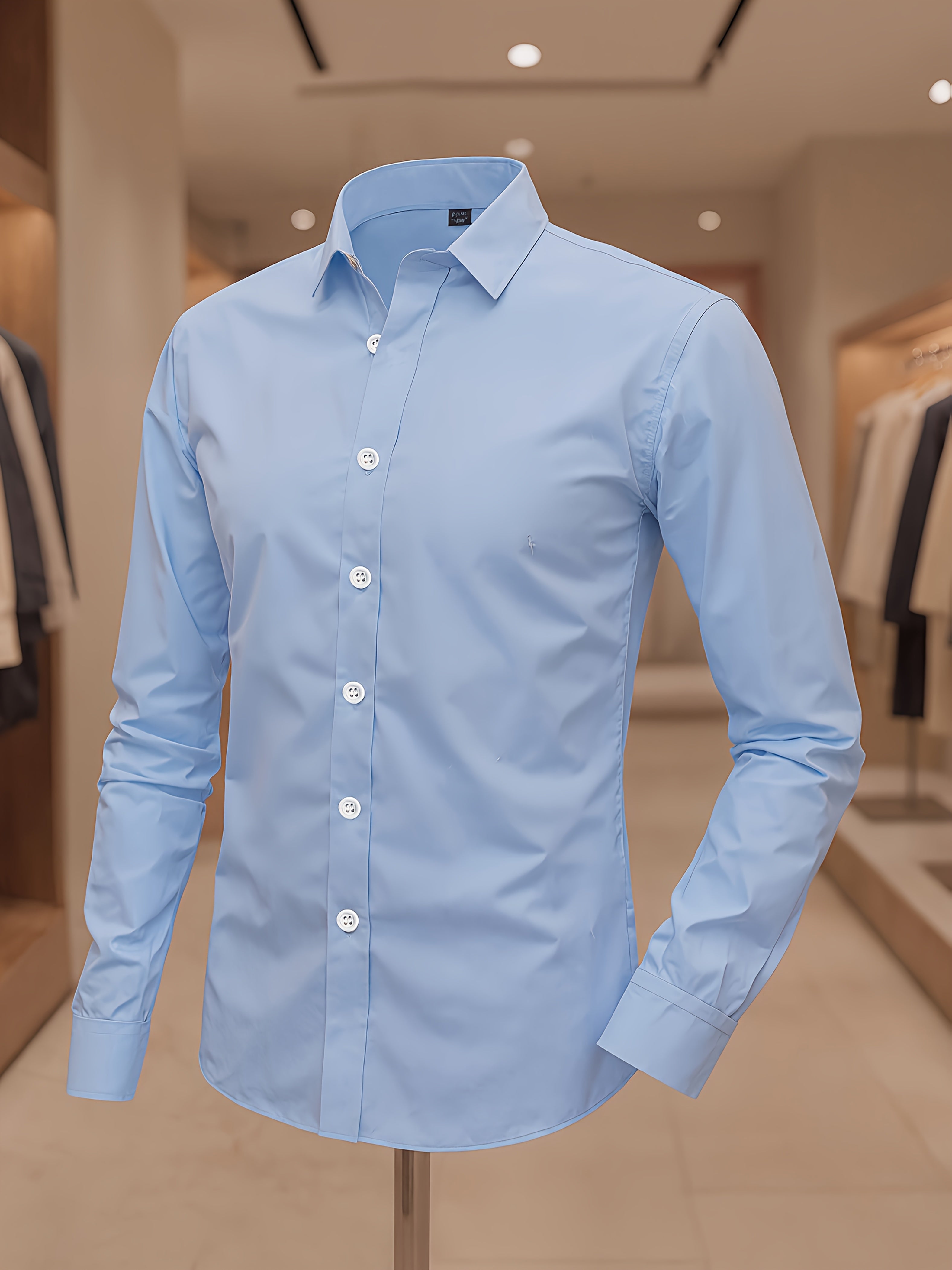 SOLID LAPEL SHIRT FOR MEN