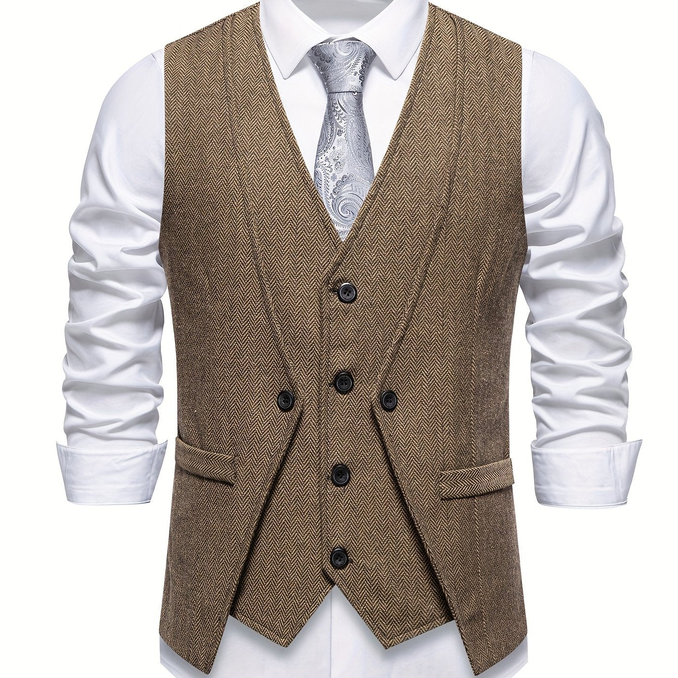 V NECK BUTTON VEST FOR MEN