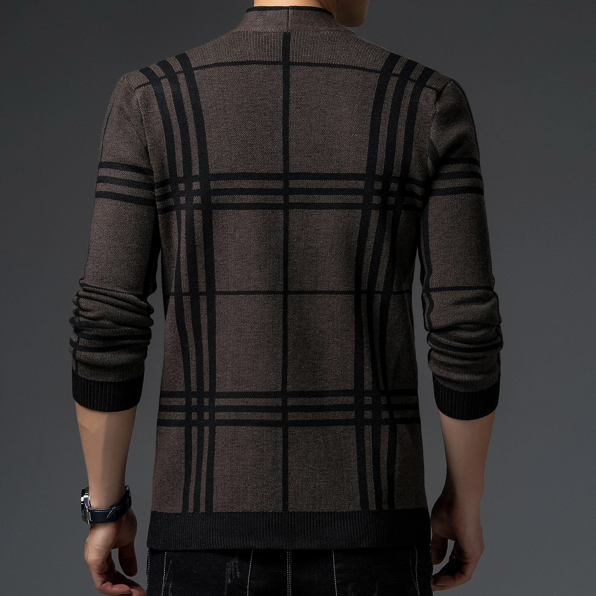 CHECKERED KNIT CARDIGAN FOR MEN
