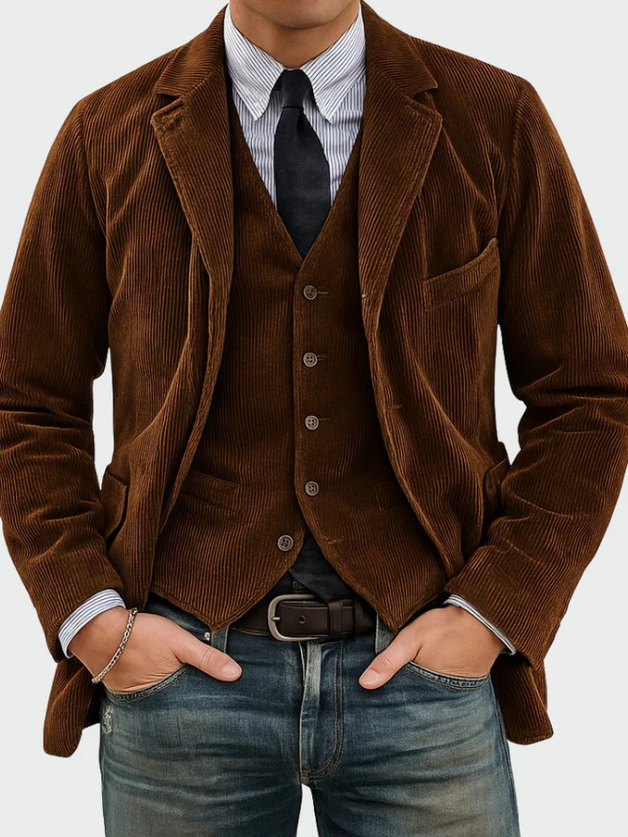 REFINED CORDUROY BLAZER SUIT FOR MEN