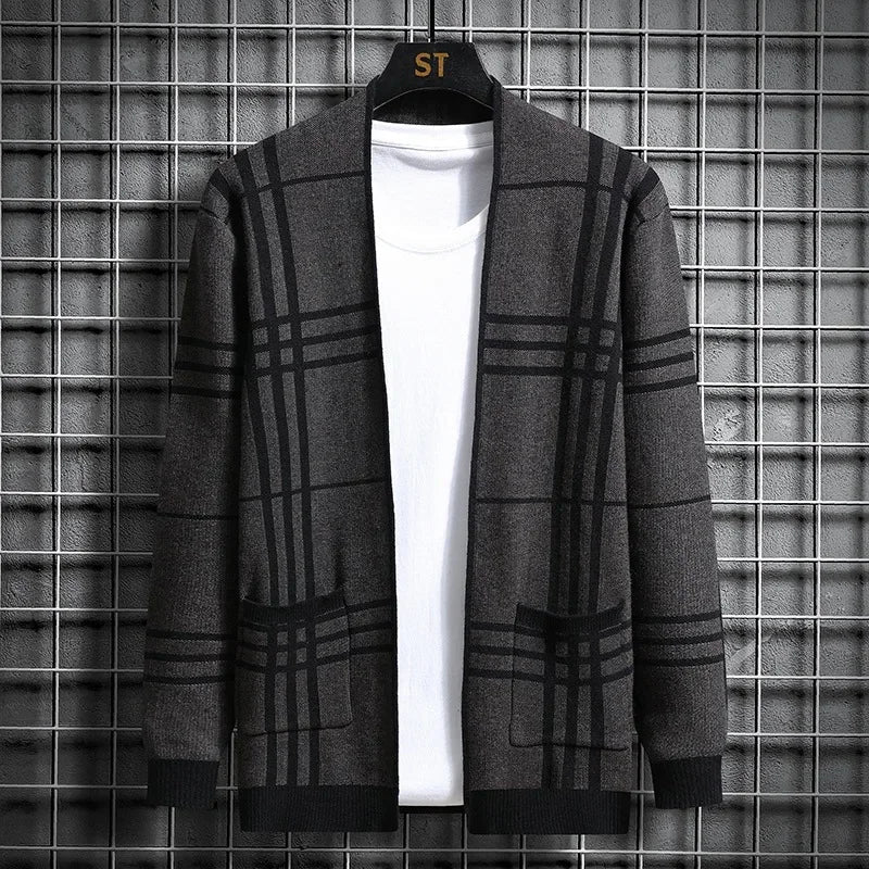 CHECKERED KNIT CARDIGAN FOR MEN