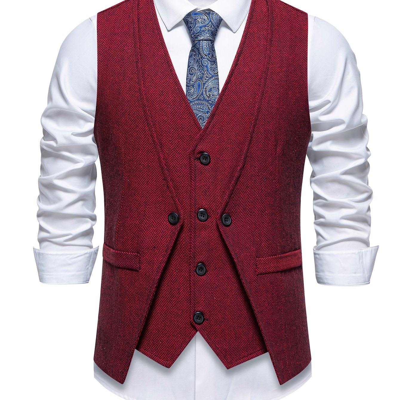 V NECK BUTTON VEST FOR MEN