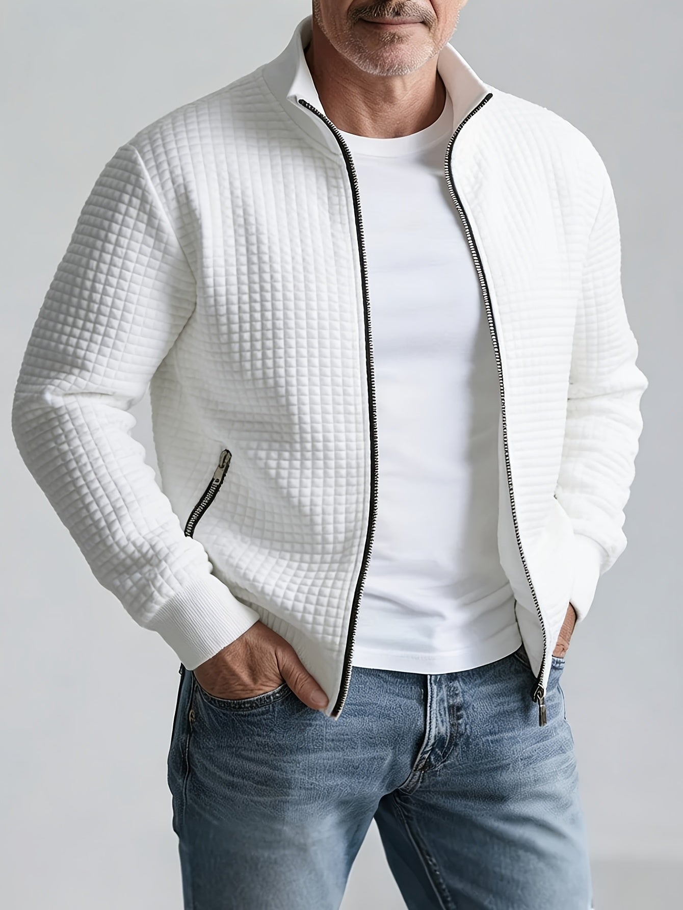 WAFFLE ZIP JACKET FOR MEN
