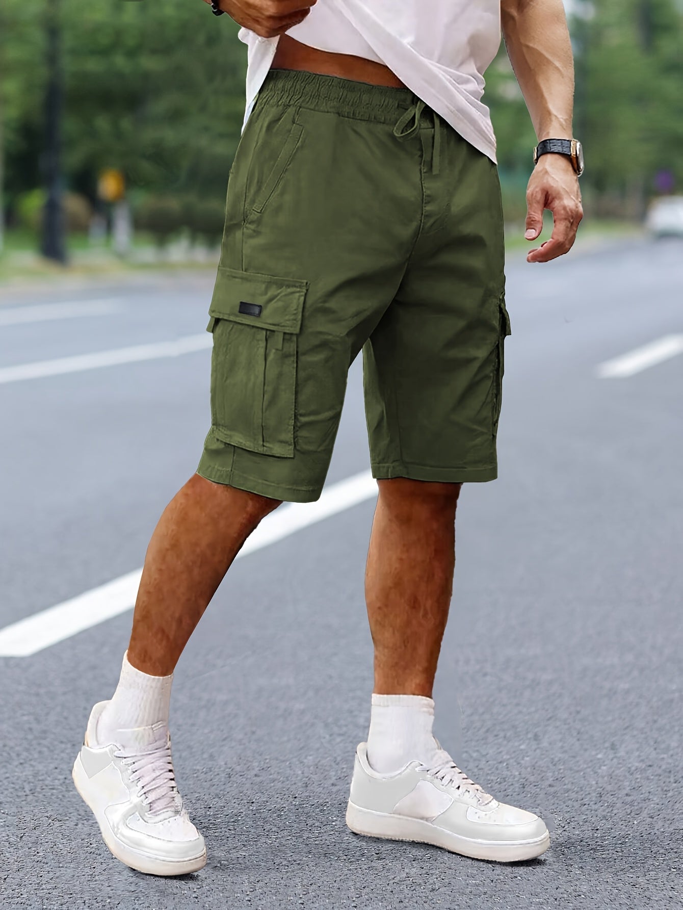 DRAWSTRING CARGO SHORTS FOR MEN