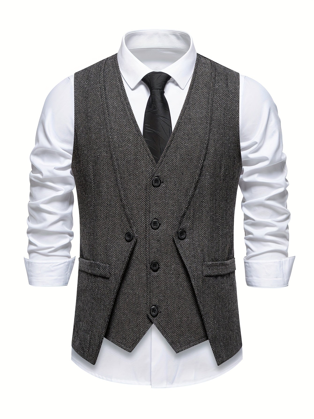 V NECK BUTTON VEST FOR MEN