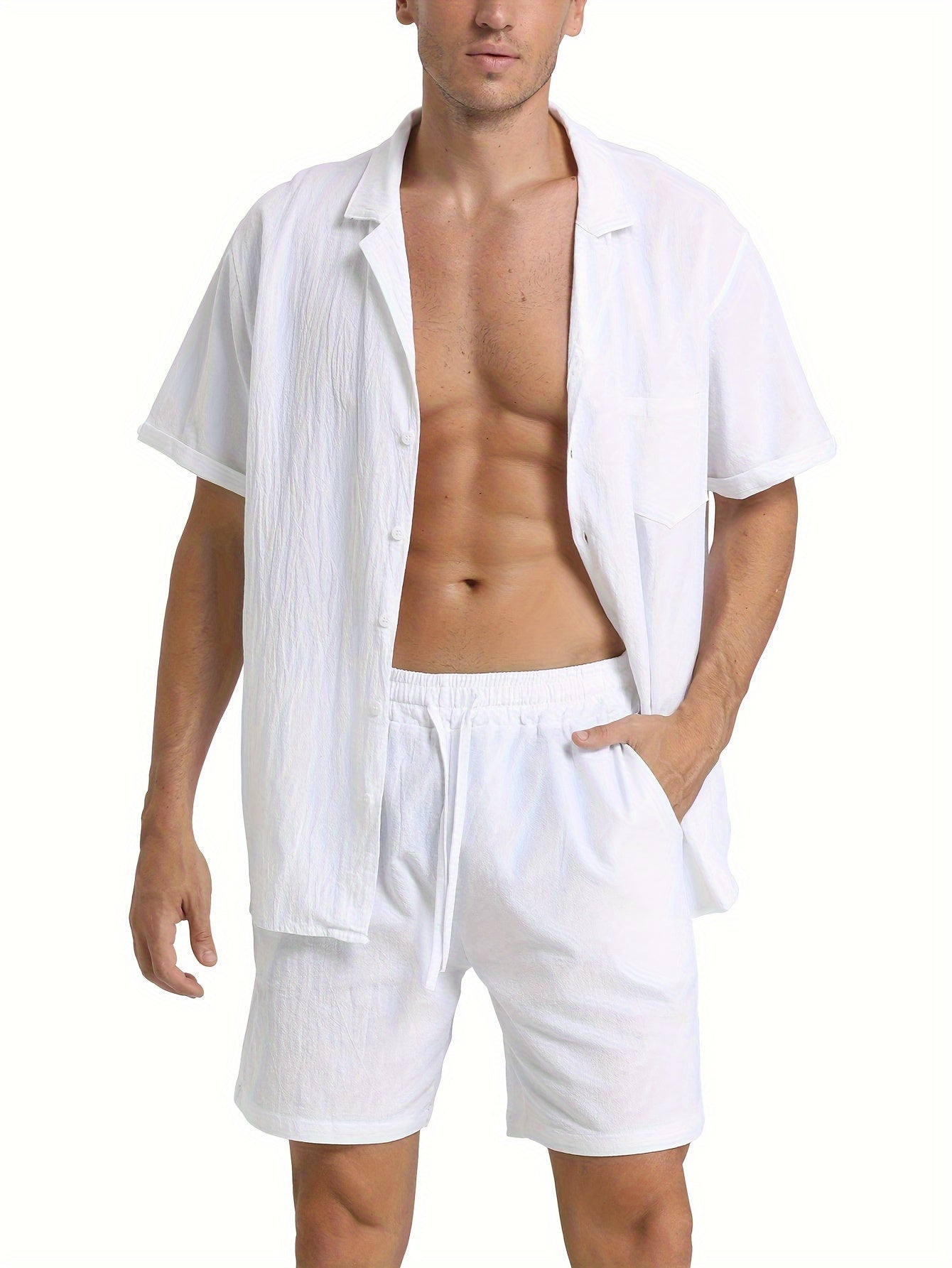 LINEN DRAWSTRING LOOSE SHORTS FOR MEN