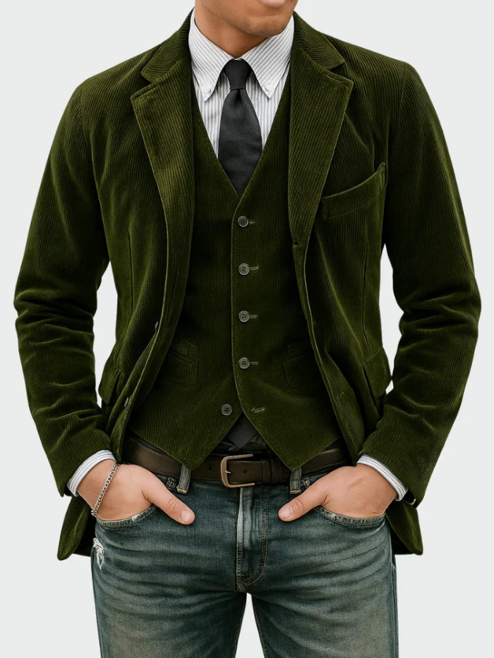 REFINED CORDUROY BLAZER SUIT FOR MEN