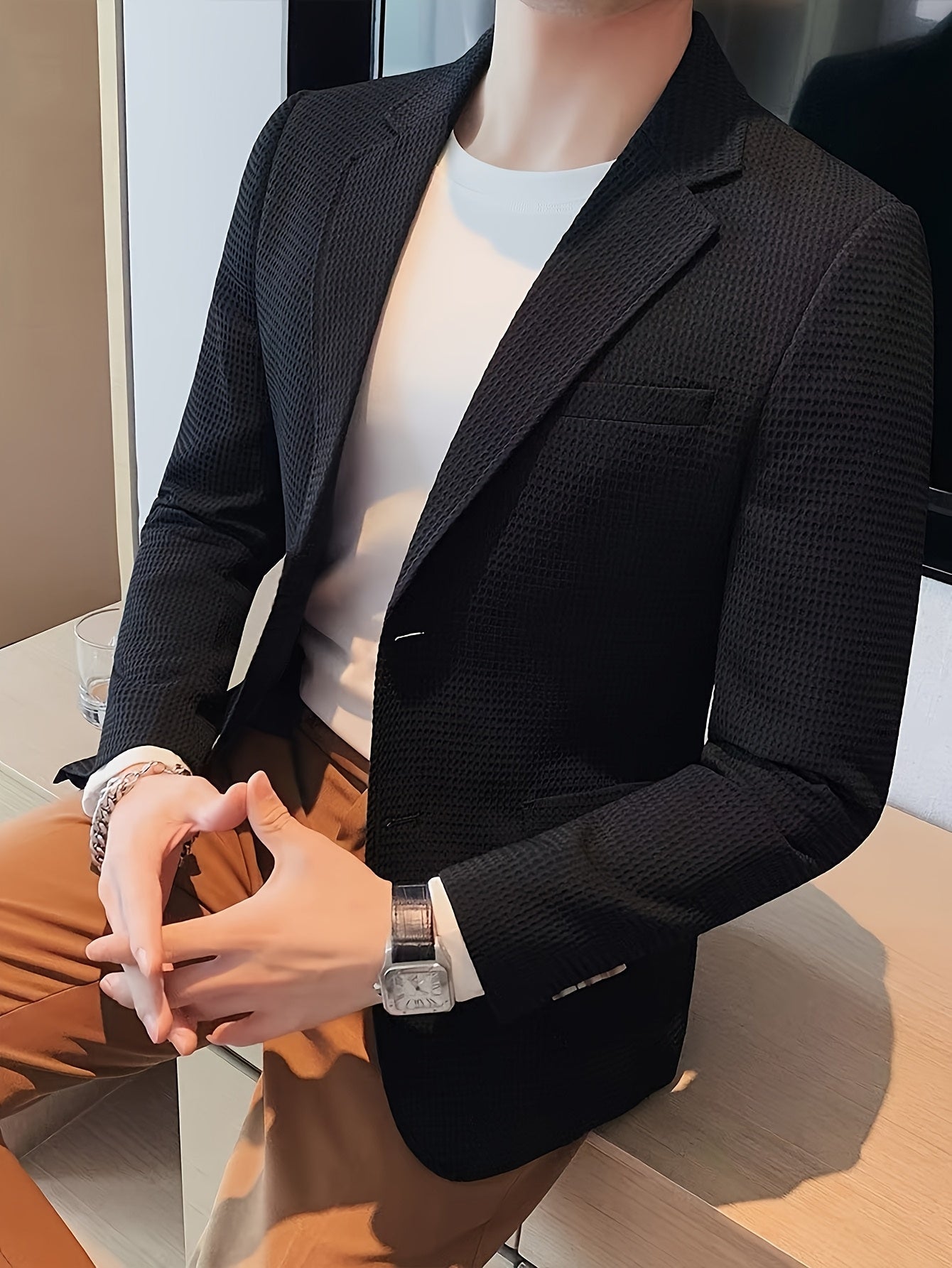 LAPEL KNIT BLAZER FOR MEN
