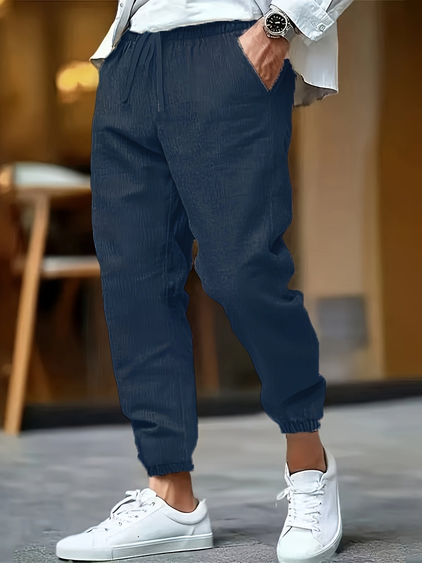 LINEN DRAWSTRING TROUSERS FOR MEN