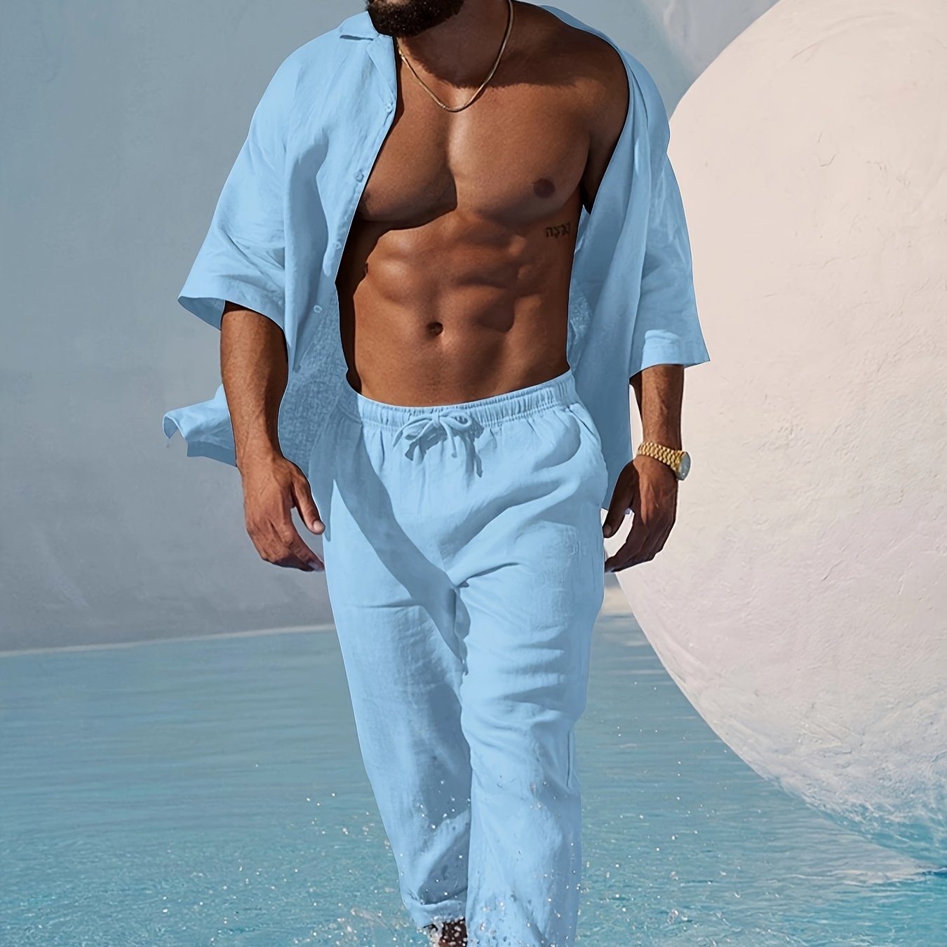 STRAIGHT LINEN TROUSERS FOR MEN